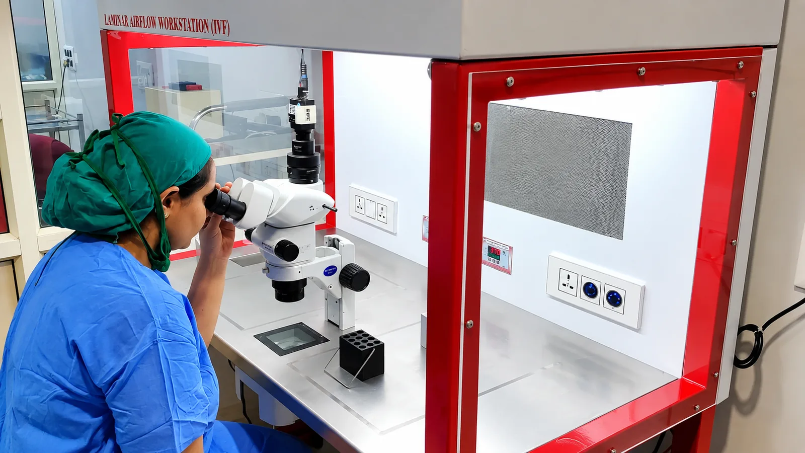 Embryologist at work in the IVF laboratory